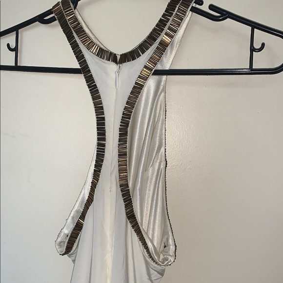 BNWOT Stylish White Dress with Gold Detailing By BEBE - Picture 5 of 11